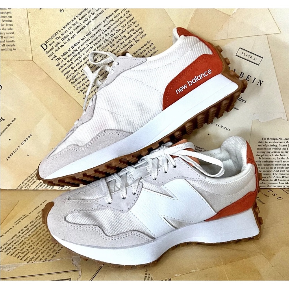 Free People New Balance 327 Sneakers Reflection Tan White Rust - Picture 5 of 9